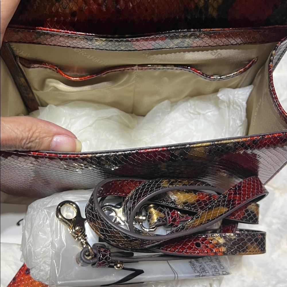 BRAHMIN Mini Francine Satchel with matching Veronica Wallet/Crimson Rosebay NWT - Picture 7 of 15